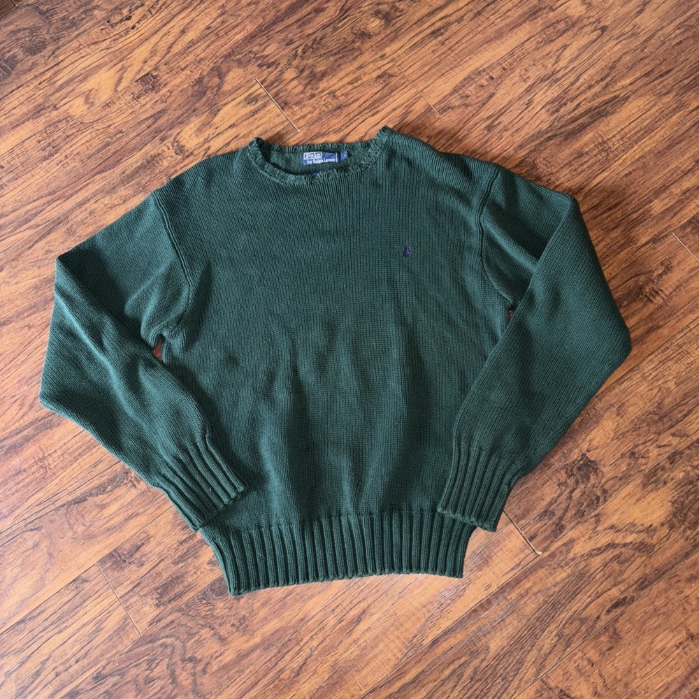 POLO Ralph Lauren Logo Sweater Men's Size L Knit Pony Green Cotton
